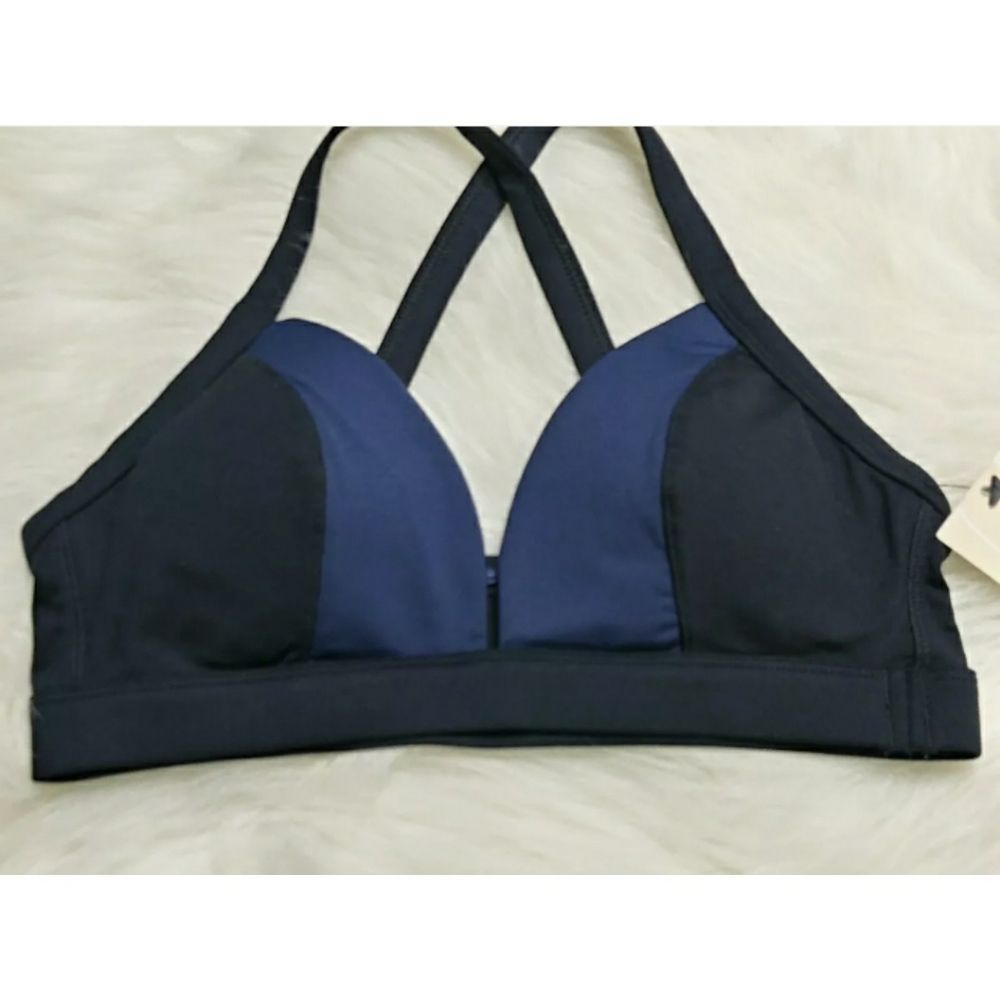 Lively The Active Cross Back Sports Bra Black Blue